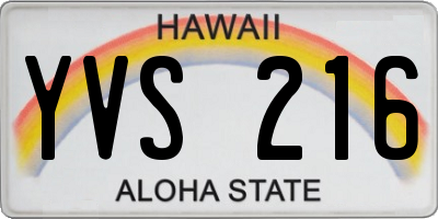 HI license plate YVS216