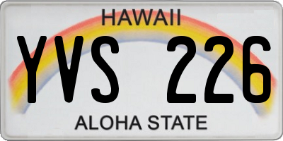 HI license plate YVS226