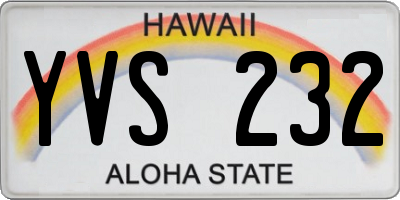 HI license plate YVS232