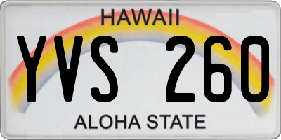 HI license plate YVS260
