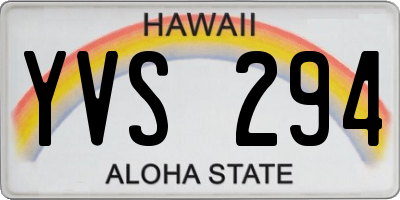 HI license plate YVS294