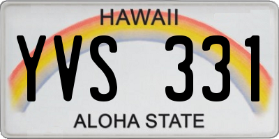 HI license plate YVS331