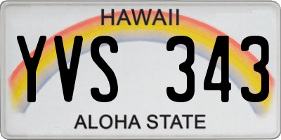 HI license plate YVS343