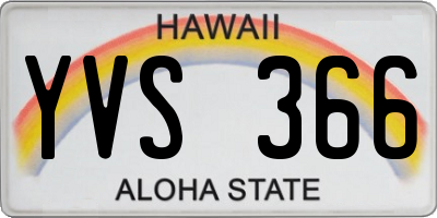 HI license plate YVS366