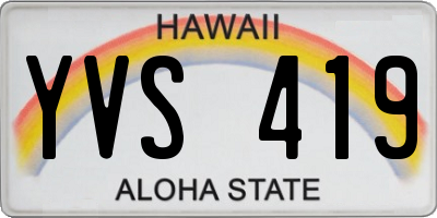 HI license plate YVS419