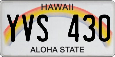 HI license plate YVS430