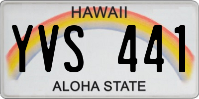 HI license plate YVS441