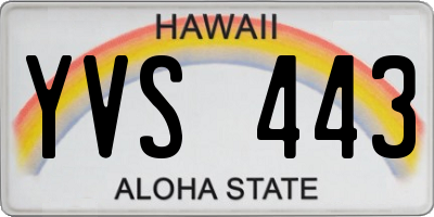 HI license plate YVS443