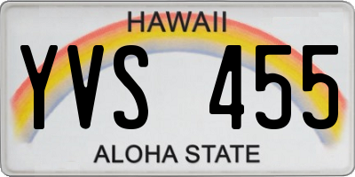 HI license plate YVS455