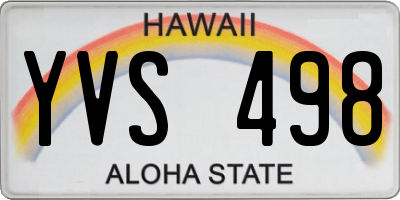 HI license plate YVS498