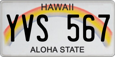 HI license plate YVS567