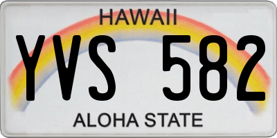 HI license plate YVS582
