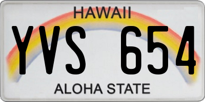 HI license plate YVS654