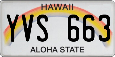 HI license plate YVS663