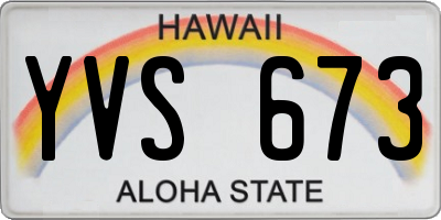 HI license plate YVS673