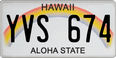 HI license plate YVS674