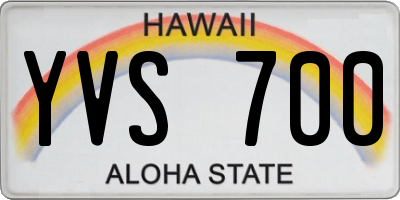 HI license plate YVS700