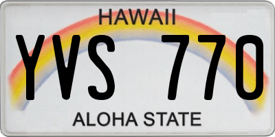 HI license plate YVS770