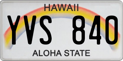 HI license plate YVS840