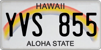 HI license plate YVS855