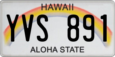 HI license plate YVS891