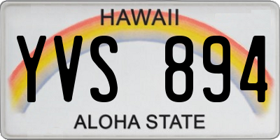 HI license plate YVS894