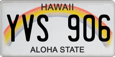 HI license plate YVS906