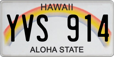HI license plate YVS914
