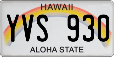 HI license plate YVS930