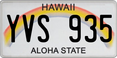 HI license plate YVS935