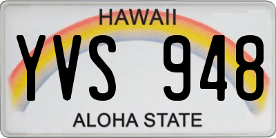 HI license plate YVS948