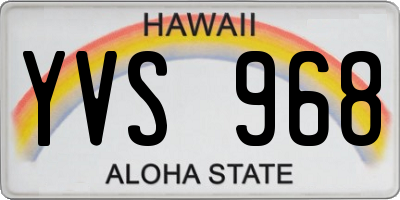 HI license plate YVS968