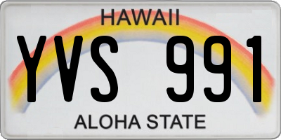 HI license plate YVS991