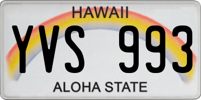HI license plate YVS993