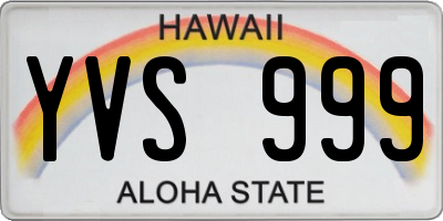 HI license plate YVS999