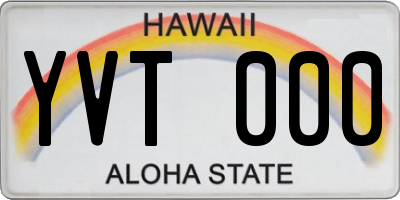 HI license plate YVT000