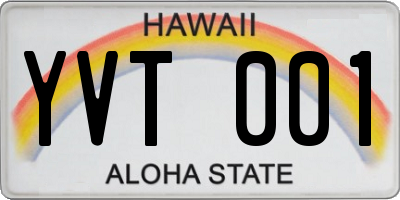 HI license plate YVT001