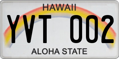 HI license plate YVT002