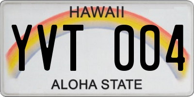 HI license plate YVT004