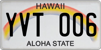HI license plate YVT006
