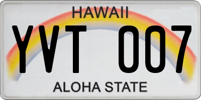 HI license plate YVT007