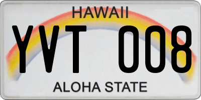 HI license plate YVT008