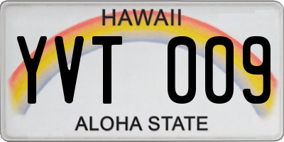HI license plate YVT009