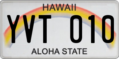 HI license plate YVT010