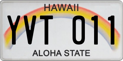 HI license plate YVT011