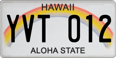 HI license plate YVT012