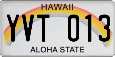 HI license plate YVT013