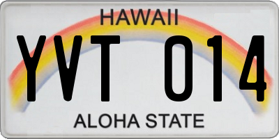 HI license plate YVT014