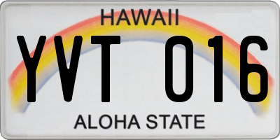 HI license plate YVT016