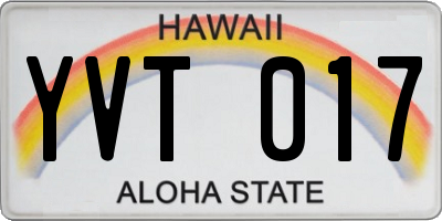HI license plate YVT017